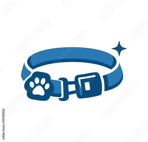 Pet seatbelt collar icon. car safety, seat belt, pet restraint, collar, buckle, paw tag, secure travel, child safety analogy. vehicle safety. flat vector illustration isolated on white background.
