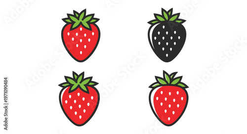 Colorful vector illustration of strawberries with one black berry among red ones