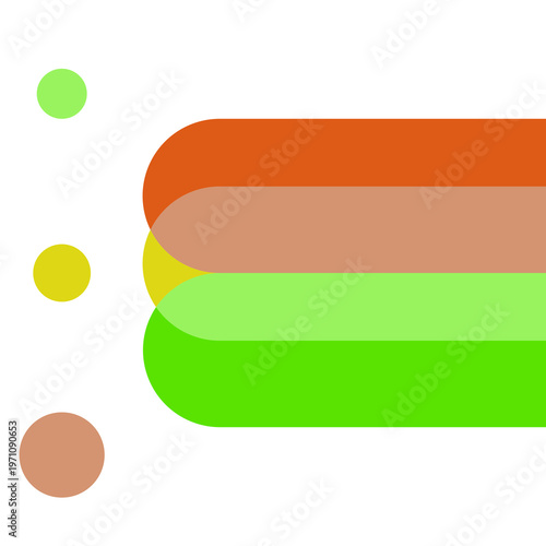 A clean, modern infographic template featuring a sequence of three elements. Three simple circles are arranged on the left