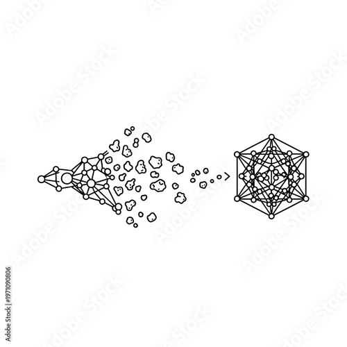 Molecular structure breaking apart quickly.