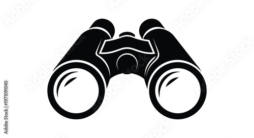 Black and white vector illustration of a pair of binoculars