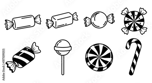 Colorful candies and sweets are arranged neatly on a table indoors.