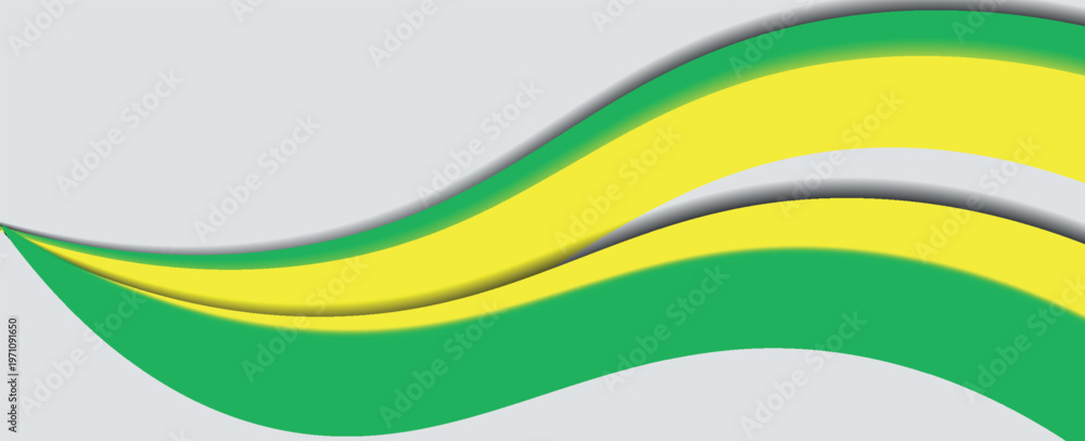 Fototapeta premium A modern background with green and yellow colors. The background features smooth, flowing waves with a glossy green and matte yellow texture. Business style background, vector