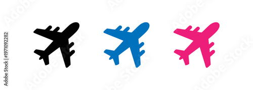 Set of colorful airplanes in flight formation