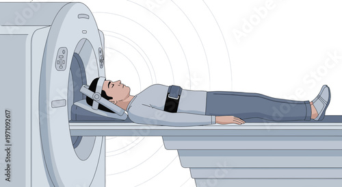 Patient undergoing medical imaging scan in a modern diagnostic machine