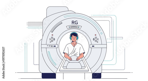 Patient undergoing medical imaging scan in modern diagnostic equipment, healthcare technology