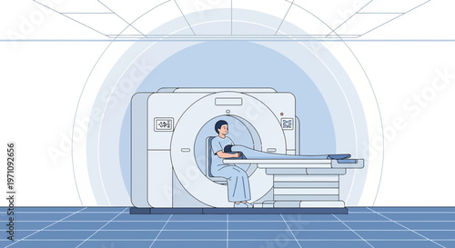 Patient Undergoing Medical Imaging Scan in Futuristic Diagnostic Room