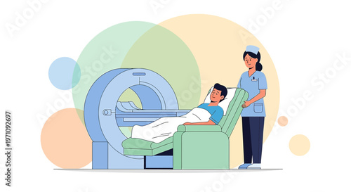 Patient Undergoing Medical Scan in Hospital with Nurse Assistance