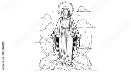 Virgin Mary Religious Icon Figure.