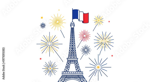 Eiffel Tower with French Flag.