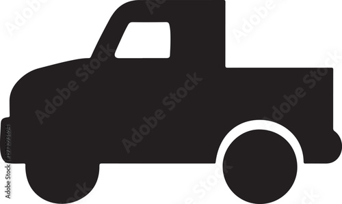 Pickup truck silhouette vector illustration in black color perfect for icons and symbols.