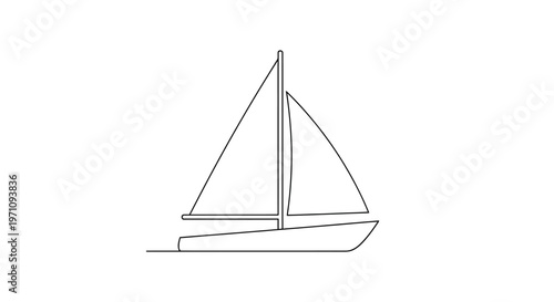 Minimalist Line Art Sailboat Illustration