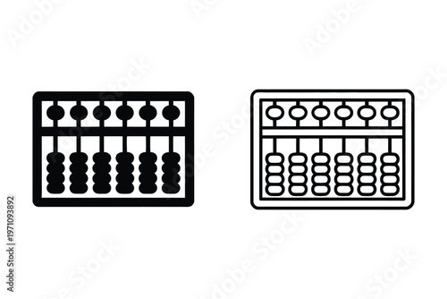 Two abacus calculators in black and white on a clean background