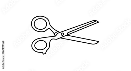 Open Scissors Icon - Simple Line Art Illustration on White Background