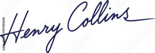 A signature of Henry Collins in blue ink on a white background