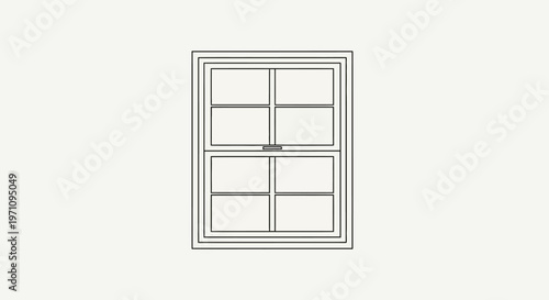 Simple illustration of a double hung window with six panes, clean design