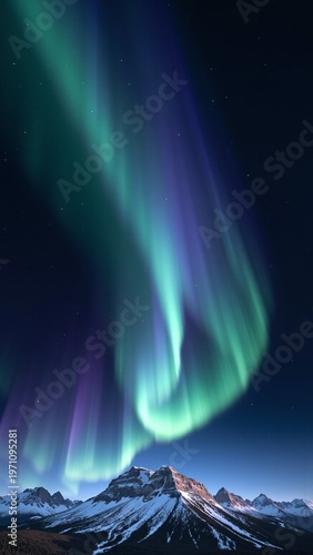 Ethereal Aurora Illuminating Snowy Mountain Peaks