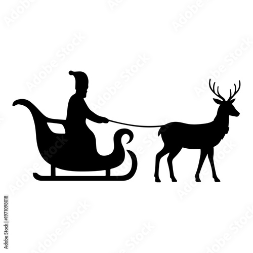 Santa Sleigh Ride with Reindeer - Classic Holiday Scene