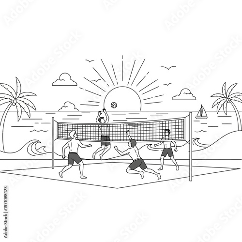 People Playing Beach Volleyball Game.