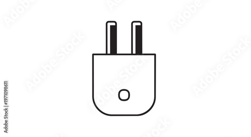 Electric plug icon, power socket symbol, black and white vector, electrical connector
