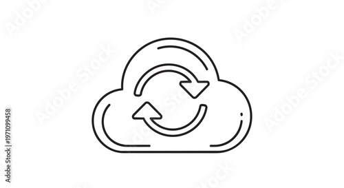 Cloud, data sync, exchange icon, line style, black, vector