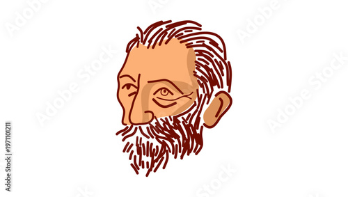 Van Gogh portrait, flat vector illustration