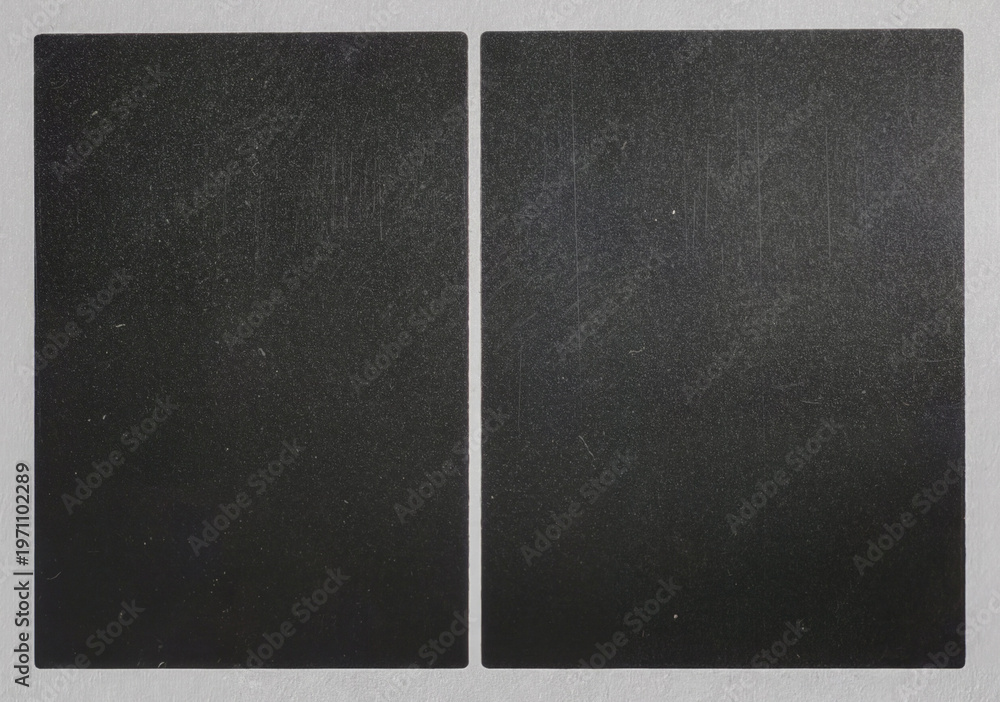 Fototapeta premium paper film frame sticker on white paper with two black rectangles, cool photo overlay.