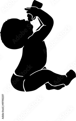 silhouette of a baby sucking on a pacifier