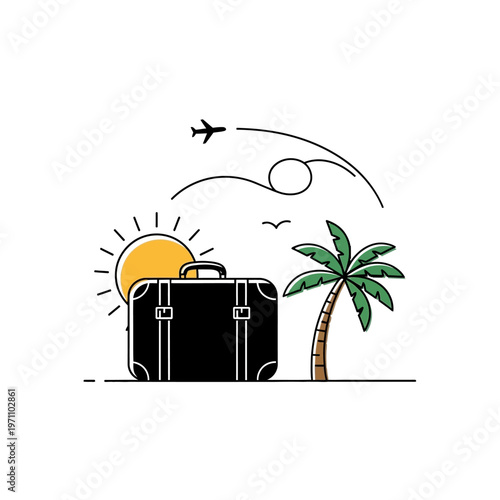 Black Suitcase with Travel Concept.