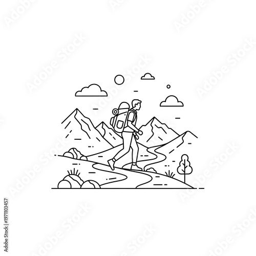 Person Hiking With Backpack Outdoors.