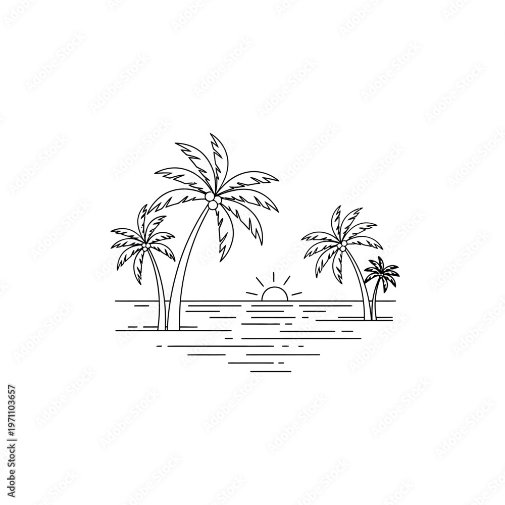 Obraz premium Three palm trees on the beach.