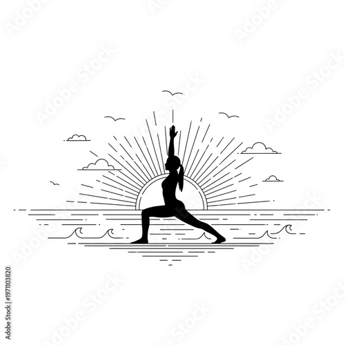 Woman in Warrior Yoga Pose.