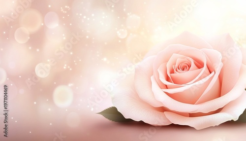 Delicate pink rose blooming amidst soft bokeh lights, a beautiful symbol of love and elegance.