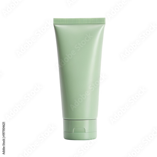 Light green matte cosmetic tube packing isolated on transparent background