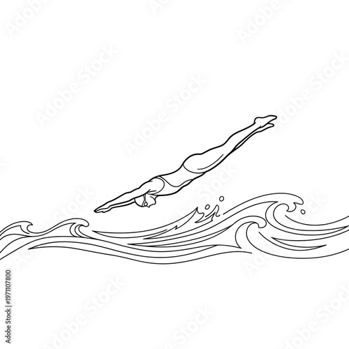 Woman in swimming costume diving.
