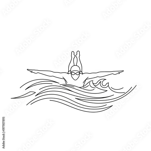 Swimmer in diving position swimming.