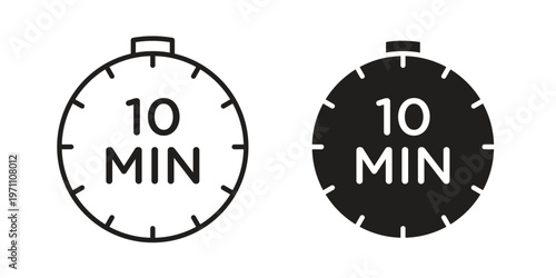 10 minutes icon set, collection of icon in editable strokes and flat versions