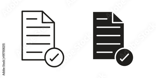 Accept document icon set, collection of icon in editable strokes and flat versions
