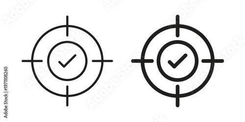 Accuracy icon set, collection of icon in editable strokes and flat versions