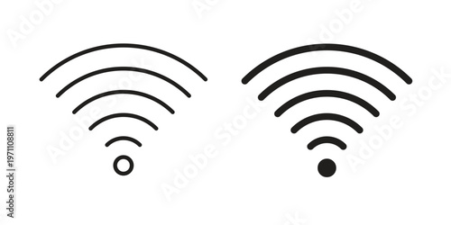 Signals icon set, collection of icon in editable strokes and flat versions