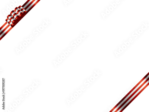 リボン波大、縞、斜F、10赤