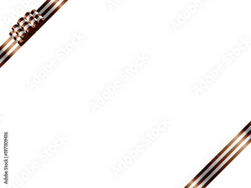 リボン波大、縞、斜F、18茶