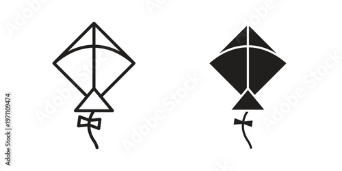 Kite icon set, collection of icon in editable strokes and flat versions