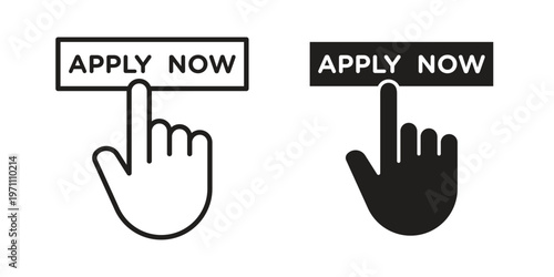 Apply icon set, collection of icon in editable strokes and flat versions