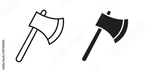 Axe icon set, collection of icon in editable strokes and flat versions