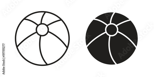 Beach ball icon set, collection of icon in editable strokes and flat versions