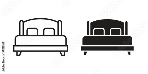 Bed icon set, collection of icon in editable strokes and flat versions