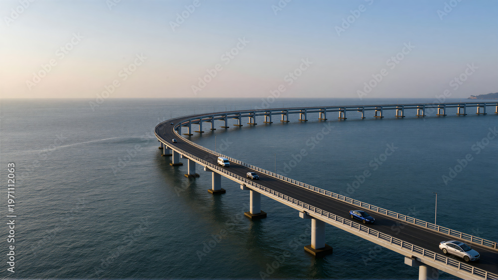 Fototapeta premium Aerial Bridge Over Calm Water