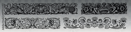 Vintage ornate decorative border designs element vector set