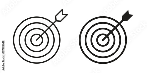 Bulls eye icon set, collection of icon in editable strokes and flat versions